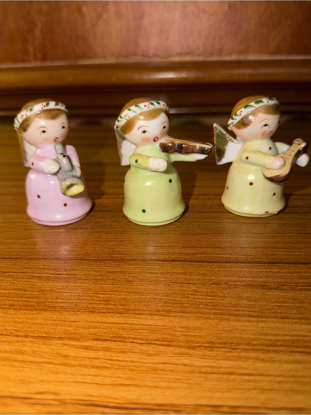 VTG 1950s Blume Japan Miniature Ceramic Angel Band Set of 3 Musical Pastels MCM